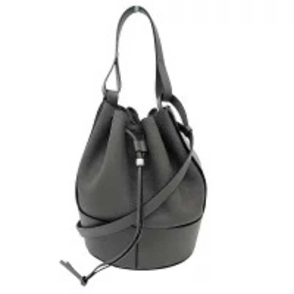 LOEWE Balloon Shoulder Bag Leather Handbag Drawstring Gray
